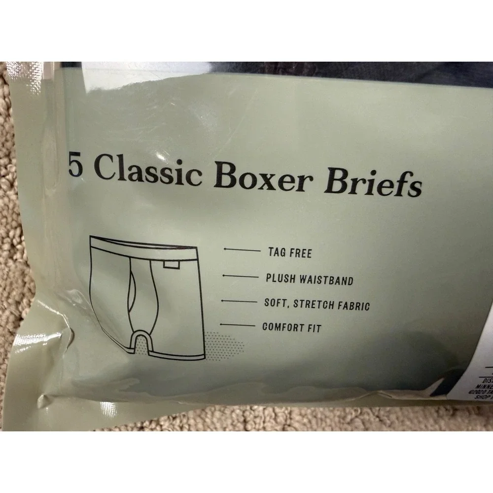 NWT Goodfellow & Co Mens Boxer Briefs 6 Pack Black Cotton Stretch XL 40-42 #1170